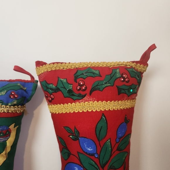 Vintage Stuffed Stocking Pillow Lot of 2 Candle Nutcracker 80s Kitsch Christmas - Picture 3 of 8